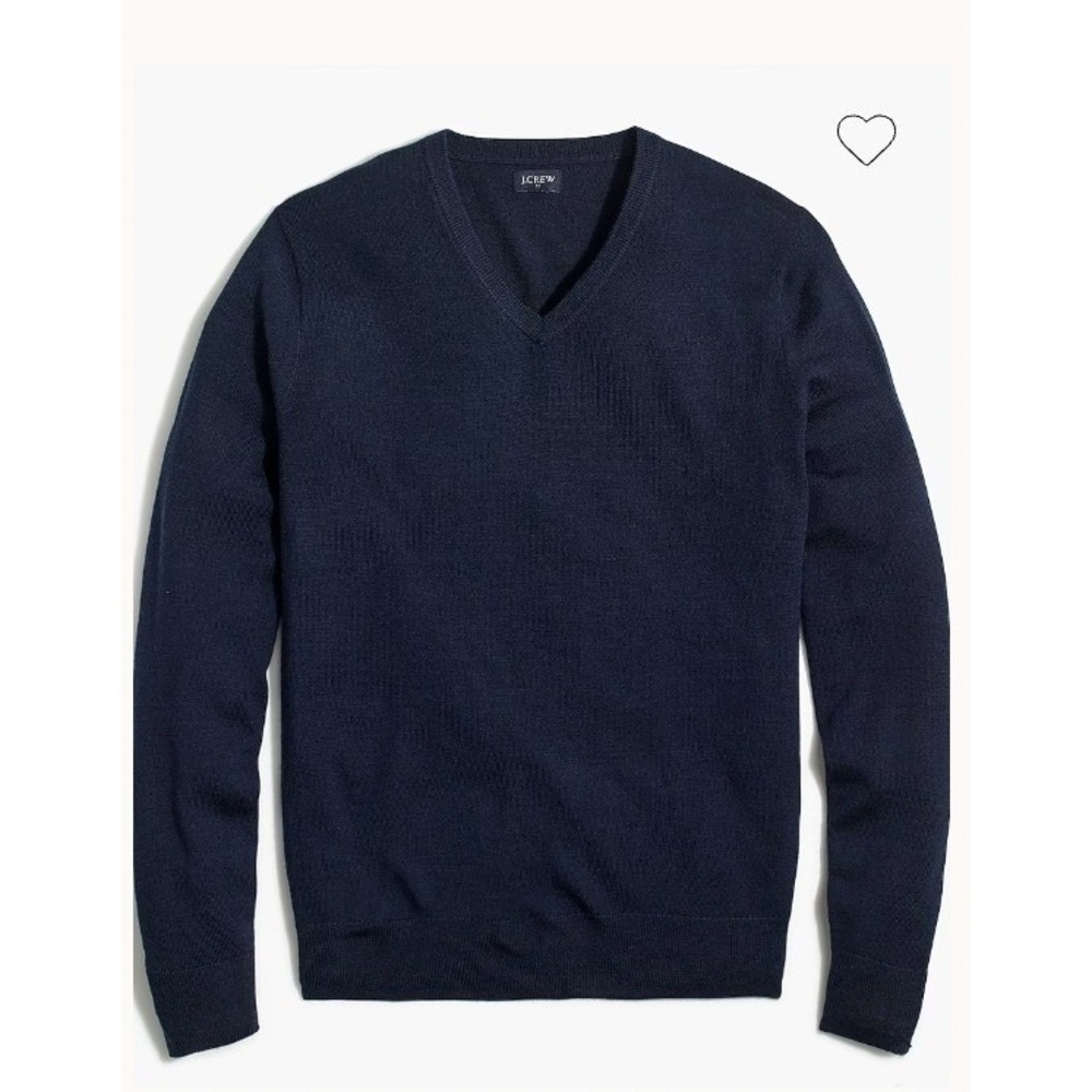 J.Crew Men's Machine-Washable Wool-Blend‎ V-Neck Sweater Extra-Soft Blue Size L
